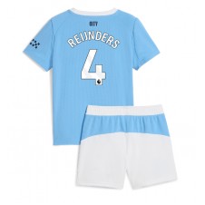 Manchester City Tijjani Reijnders #4 Hjemmedraktsett Barn 2025-26 Kortermet (+ korte bukser)